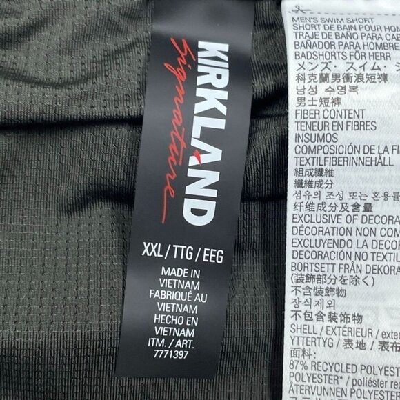 Kirkland Signature Mens Swim Shorts Floral Print Green Size XXL a0250 - Picture 4 of 6